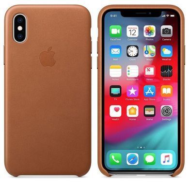 Кожаный чехол Apple Leather Case Saddle Brown для iPhone X | XS (MRWP2)