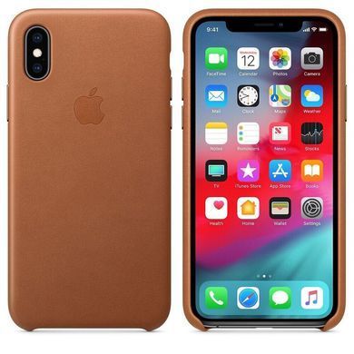 Кожаный чехол Apple Leather Case Saddle Brown для iPhone X | XS (MRWP2)