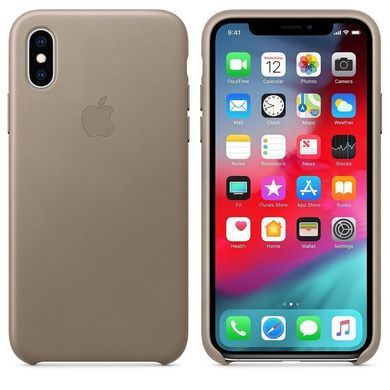 Кожаный чехол Apple Leather Case Taupe для iPhone X | XS (MRWL2)