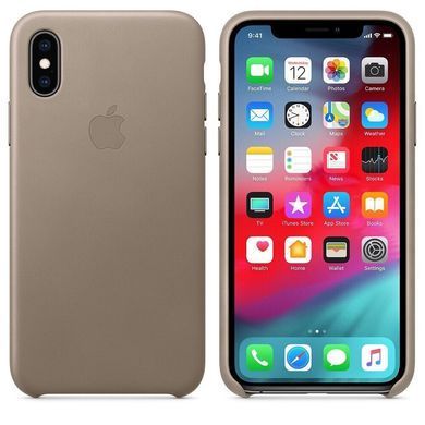Кожаный чехол Apple Leather Case Taupe для iPhone X | XS (MRWL2)