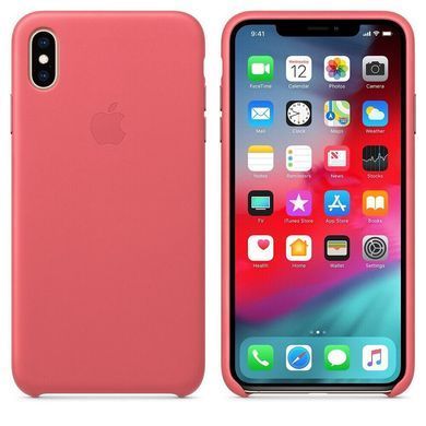 Кожаный чехол Apple Leather Case Peony Pink для iPhone XS Max (OEM)