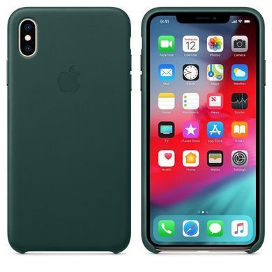 Кожаный чехол Apple Leather Case Forest Green для iPhone XS Max (OEM)