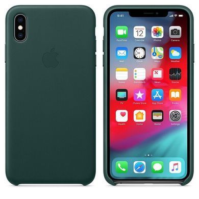Кожаный чехол Apple Leather Case Forest Green для iPhone XS Max (OEM)