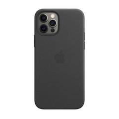 Черный Кожаный чехол Apple Leather Case with MagSafe Black (MHKM3) для iPhone 12 Pro Max