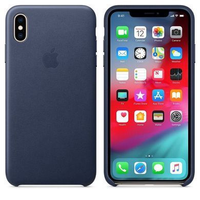 Кожаный чехол Apple Leather Case Midnight Blue для iPhone XS Max (OEM)