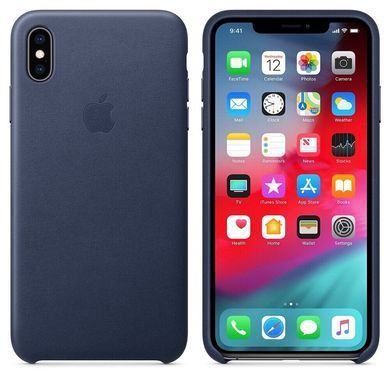 Кожаный чехол Apple Leather Case Midnight Blue для iPhone XS Max (OEM)
