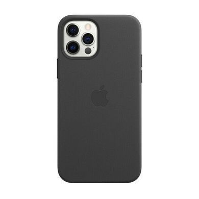 Черный Кожаный чехол Apple Leather Case with MagSafe Black (MHKM3) для iPhone 12 Pro Max