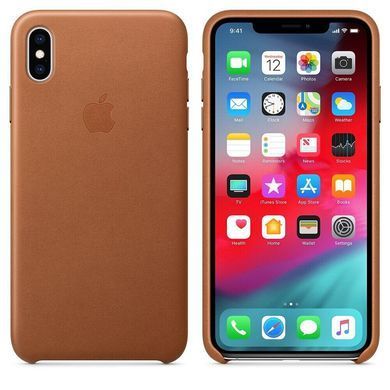 Кожаный чехол Apple Leather Case Saddle Brown для iPhone XS Max (OEM)
