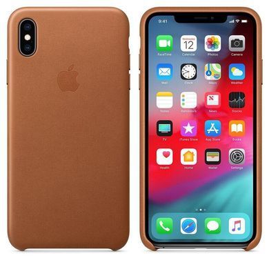 Кожаный чехол Apple Leather Case Saddle Brown для iPhone XS Max (OEM)