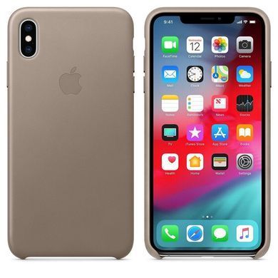 Кожаный чехол Apple Leather Case Taupe для iPhone XS Max (OEM)