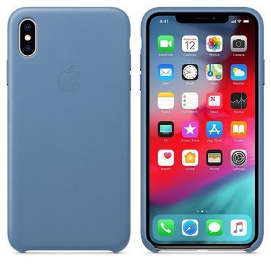 Кожаный чехол Apple Leather Case Cornflower для iPhone XS Max (OEM)