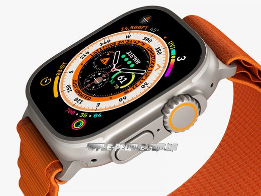 Apple Watch Ultra GPS + Cellular, 49mm Titanium Case with Orange Alpine Loop - Medium MQFL3