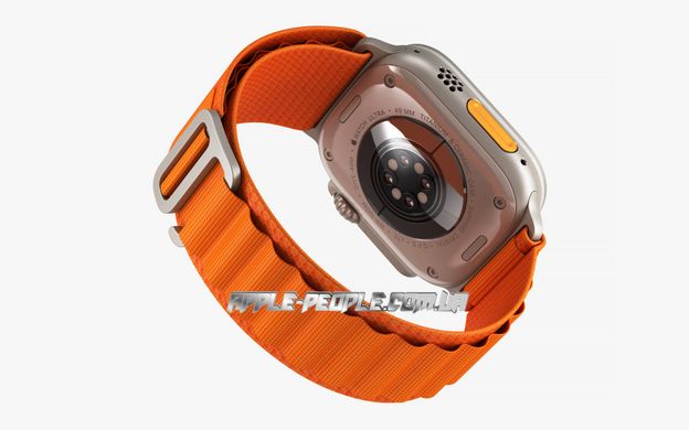 Apple Watch Ultra GPS + Cellular, 49mm Titanium Case with Orange Alpine Loop - Medium MQFL3