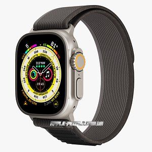 Apple Watch Ultra GPS + Cellular, 49mm Titanium Case with Green Alpine Loop - Medium MQFN3