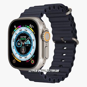 Apple Watch Ultra GPS + Cellular, 49mm Titanium Case with Midnight Ocean Band MQFK3